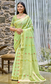Cotton Light Green Libas Saree